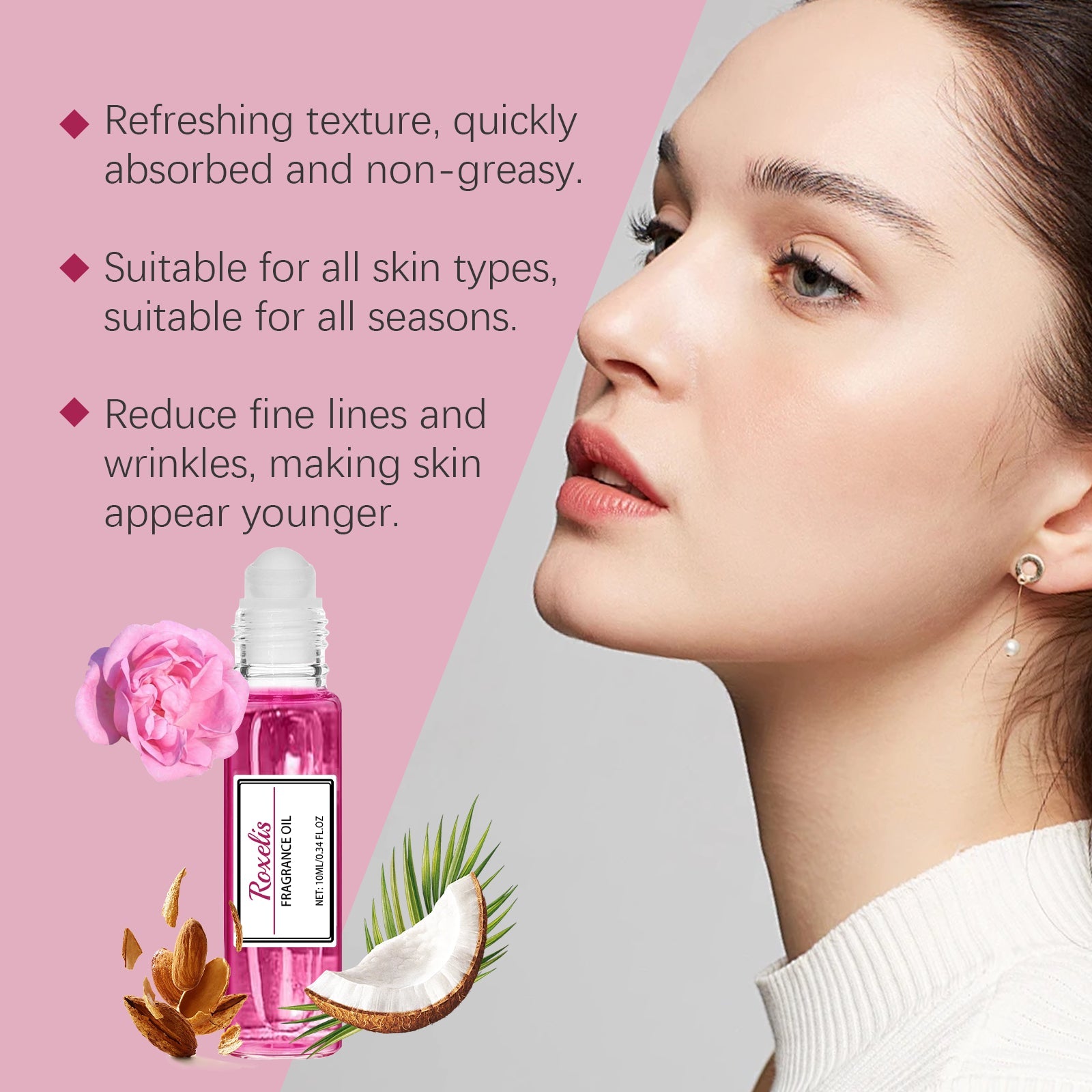 Women's Roll-On Perfume Rose Wrist And Neck With Fragrance Portable Portable Fresh Niche Fragrance Perfume