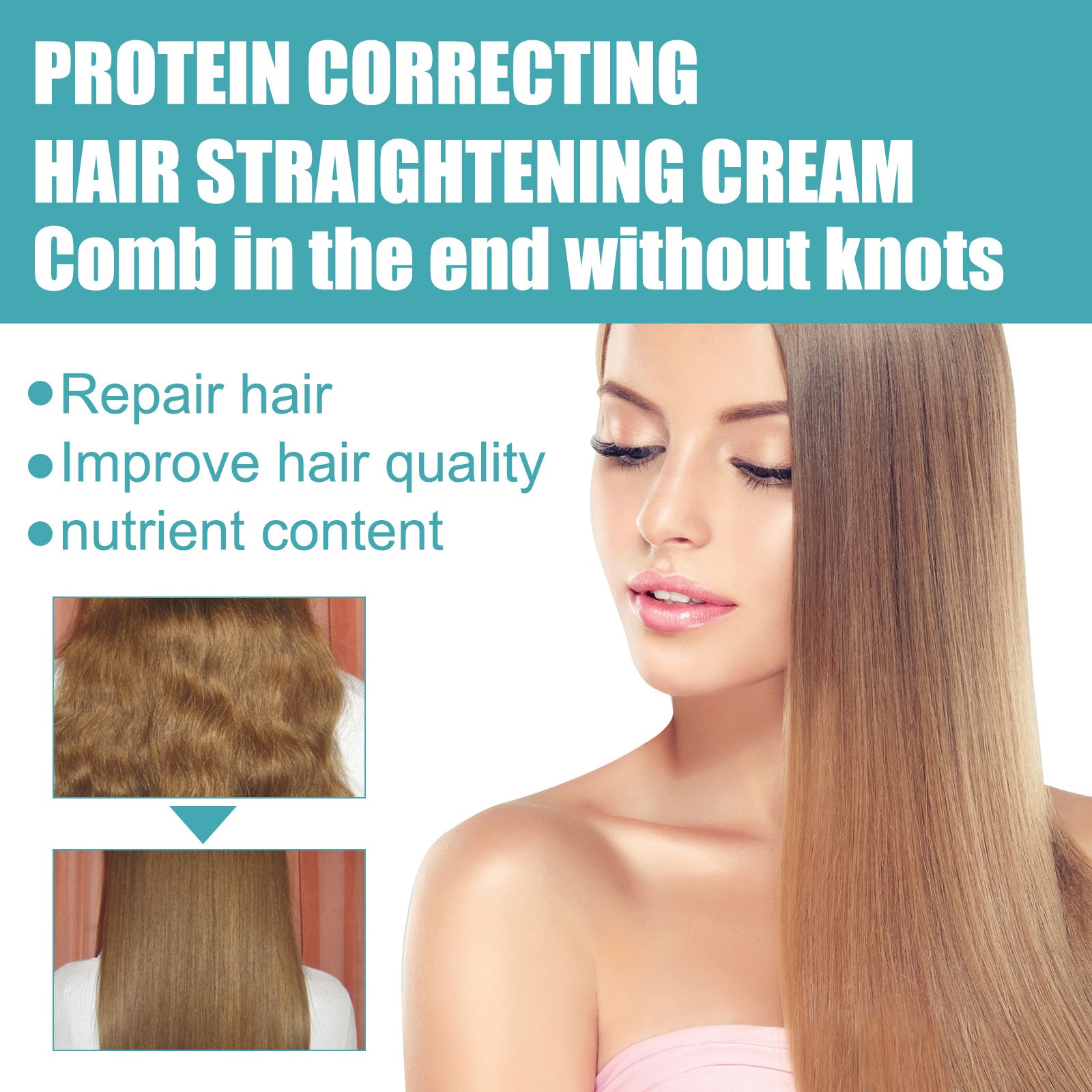 Protein Correcting Hair Straightening Cream, Smoothing And Repairing Damaged Hair Smoothing Cream Without Straightening