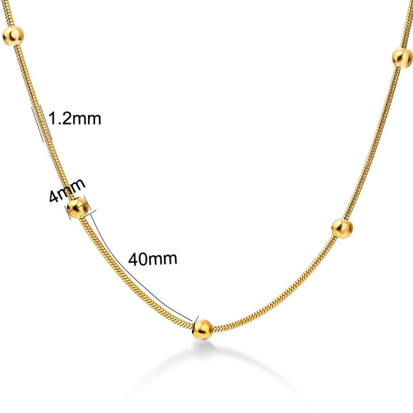 Fashion stainless steel round snake bag bead chain multi-color accessory chain necklace collarbone chain