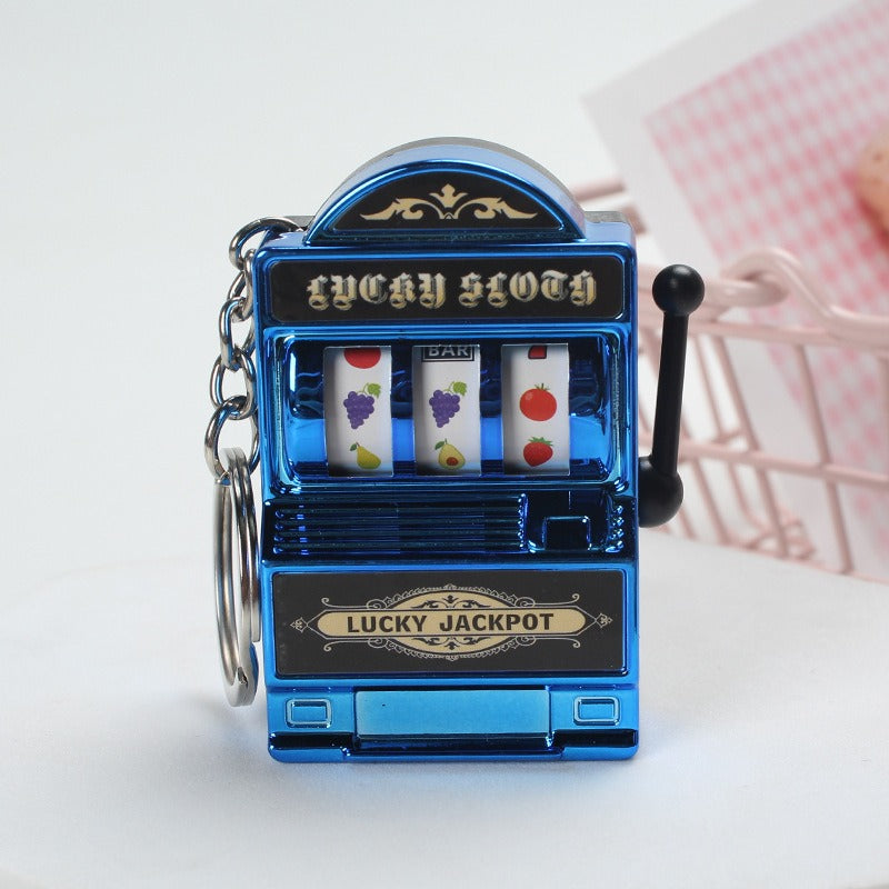 Mini fruit machine keychain pendant spinning machine game slot machine slot machine small toy lucky draw decoration