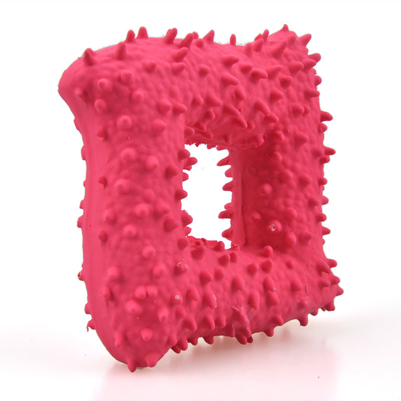 New Pet Latex Toy with Spiked Bone and Four-Corner Square Latex Sound Toy Durable Teeth-Cleaning Dog Toy