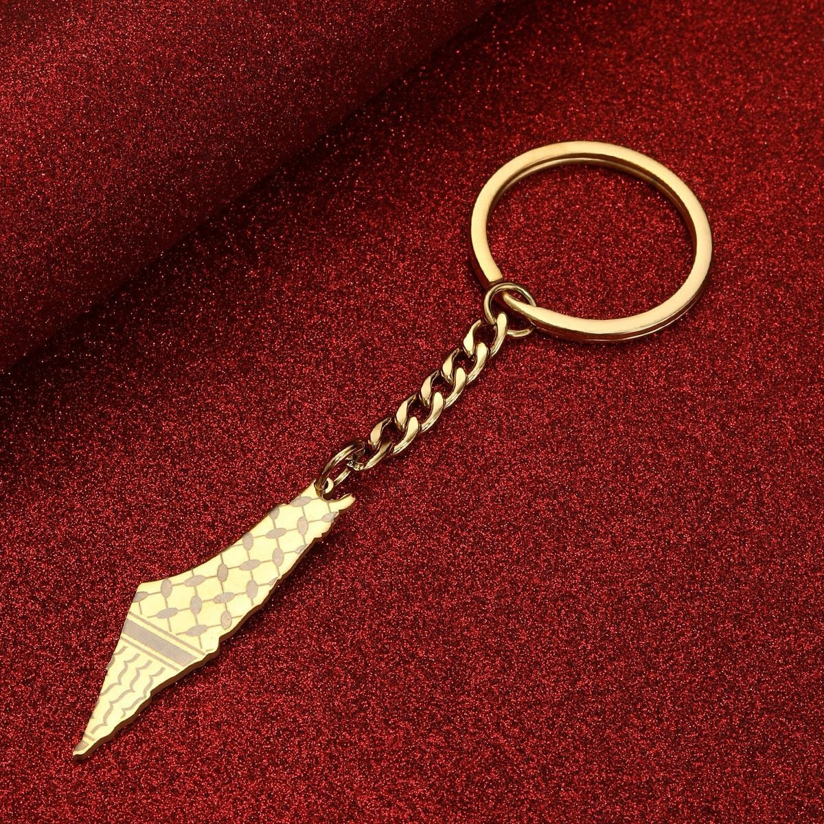 Israel Palestine Map Flag Drip Oil Stainless Steel Keychain Fashion Men's and Women's Stainless Steel Keys