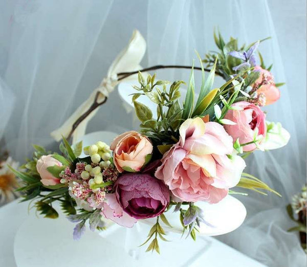 Bridal hair crown bridesmaid wreath accessory headflower