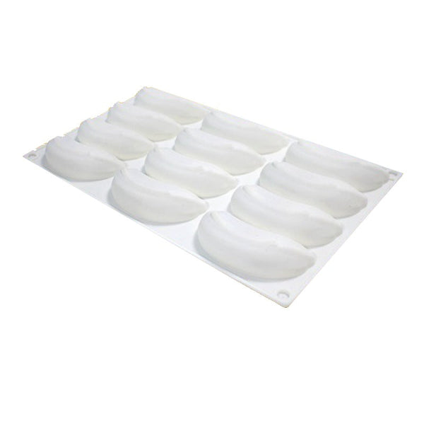 Silicone Mousse Cake Mold for French Desserts and Chocolate Filling - 12-Cavity Banana Shape