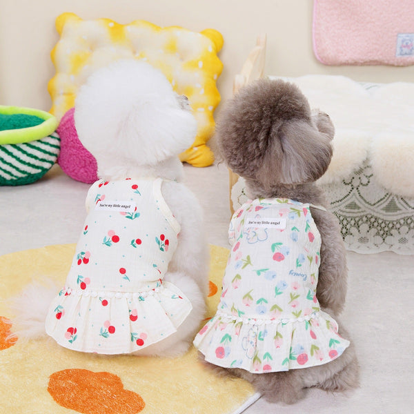 Puppy costume Teddy Schnauzer peach heart gauze skirt