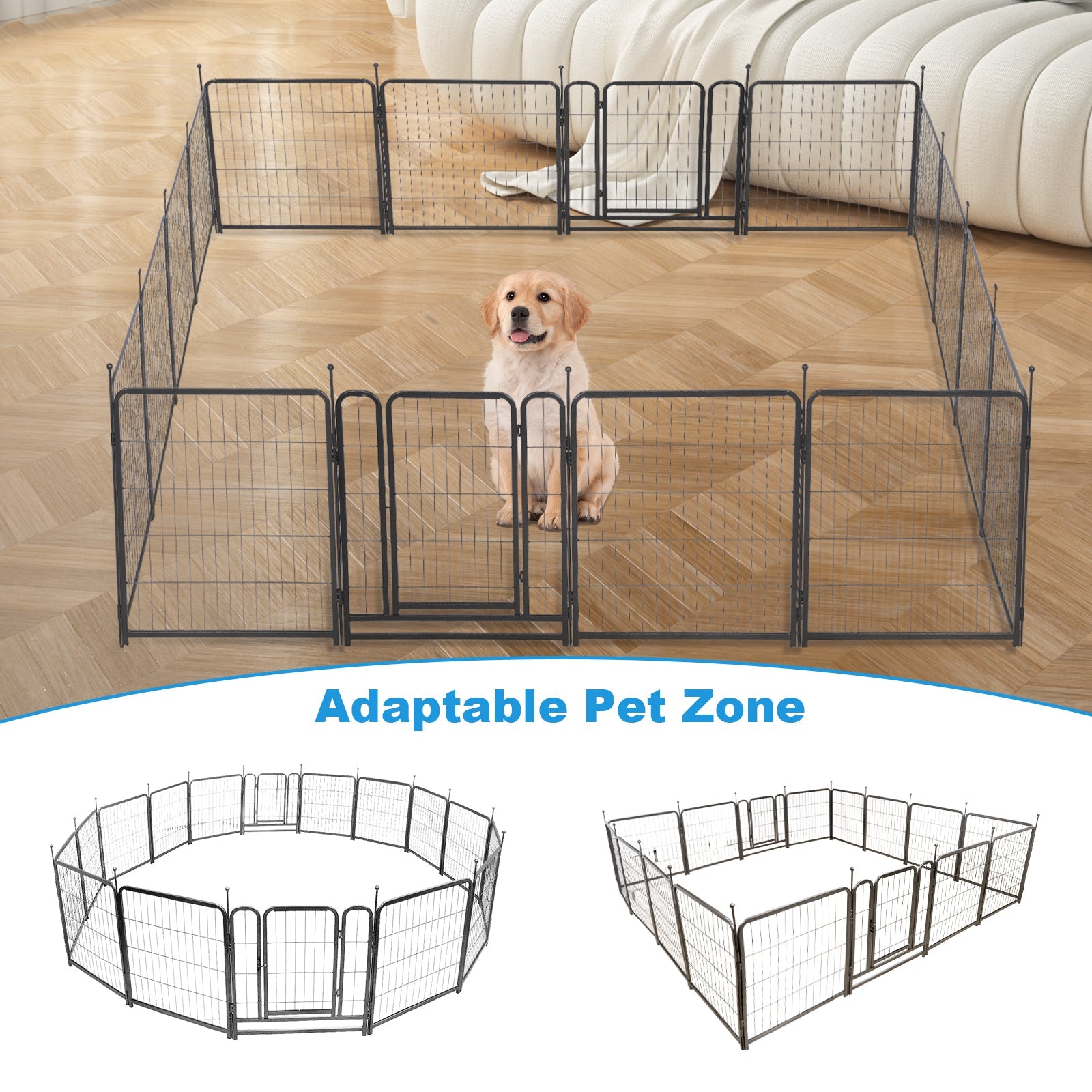 16 Panels Dog Playpen for outdoor,yard,camping,24