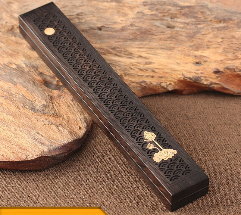 Wooden thread incense box, black sandalwood inlaid with boxwood, sleeping incense burner, incense burner, household indoor agarw