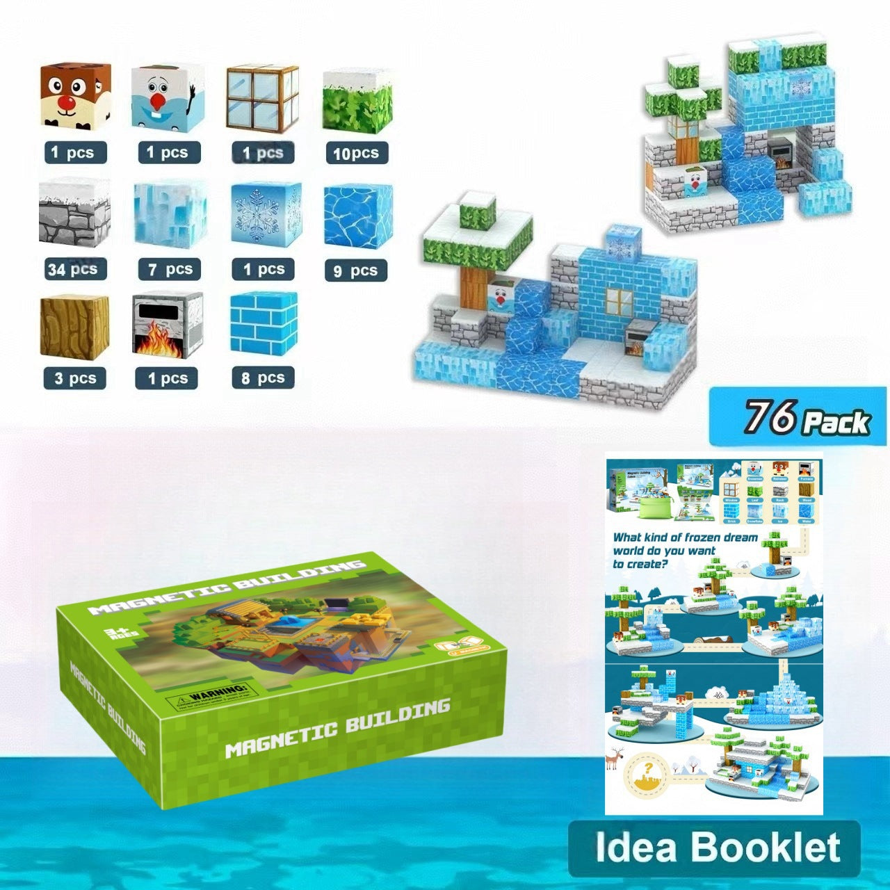 My Building World Magnetic Cube DIY Cherry Blossom Mountain Children's Educational Puzzle Assembly Toy Gift