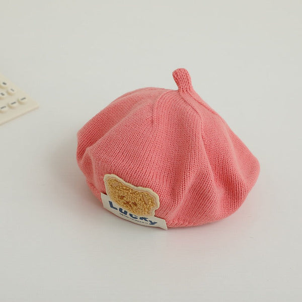 Children Spring and Autumn Beret Baby Cute Bear Hat Korean Version Male and Female Baby Corduroy Painter Hat