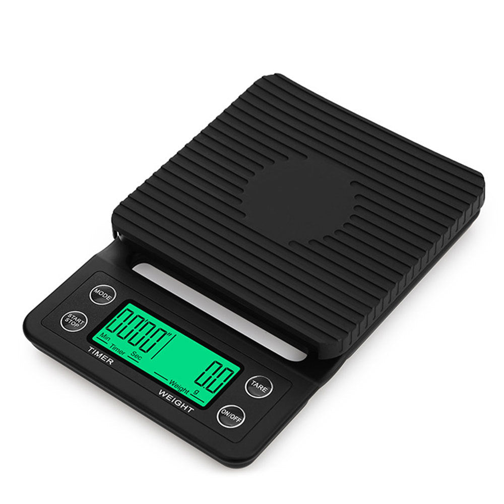 Digital kitchen coffee scale with timer, high - precision LCD, 5kg/0.1g