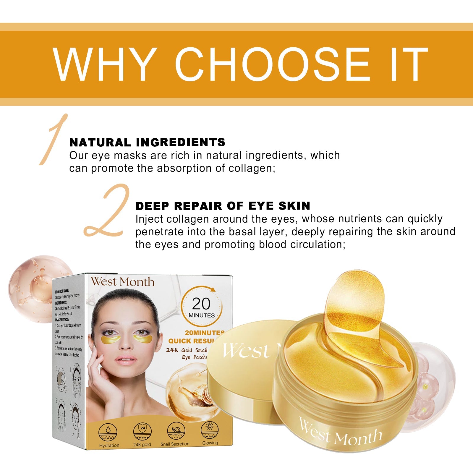 Gold Snail Eye Patch Hydrating Eye Patch Skin Care Around The Eyes