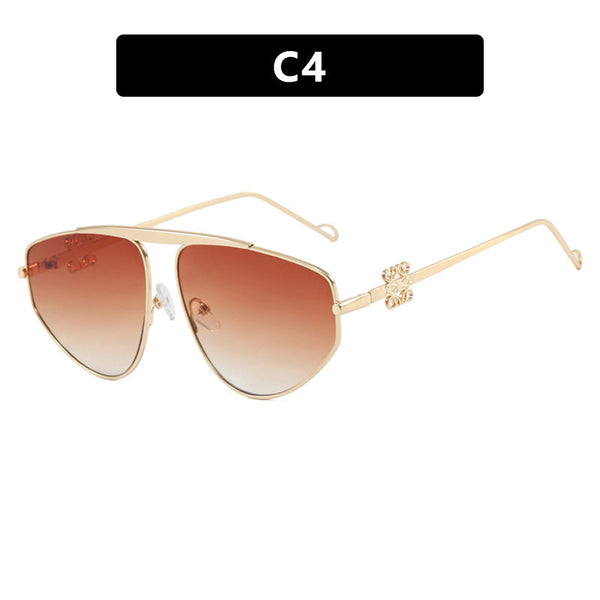 Single beam irregular sunglasses, metal toad hollow sunglasses, European and American UV resistant sunglasses, concave design for women