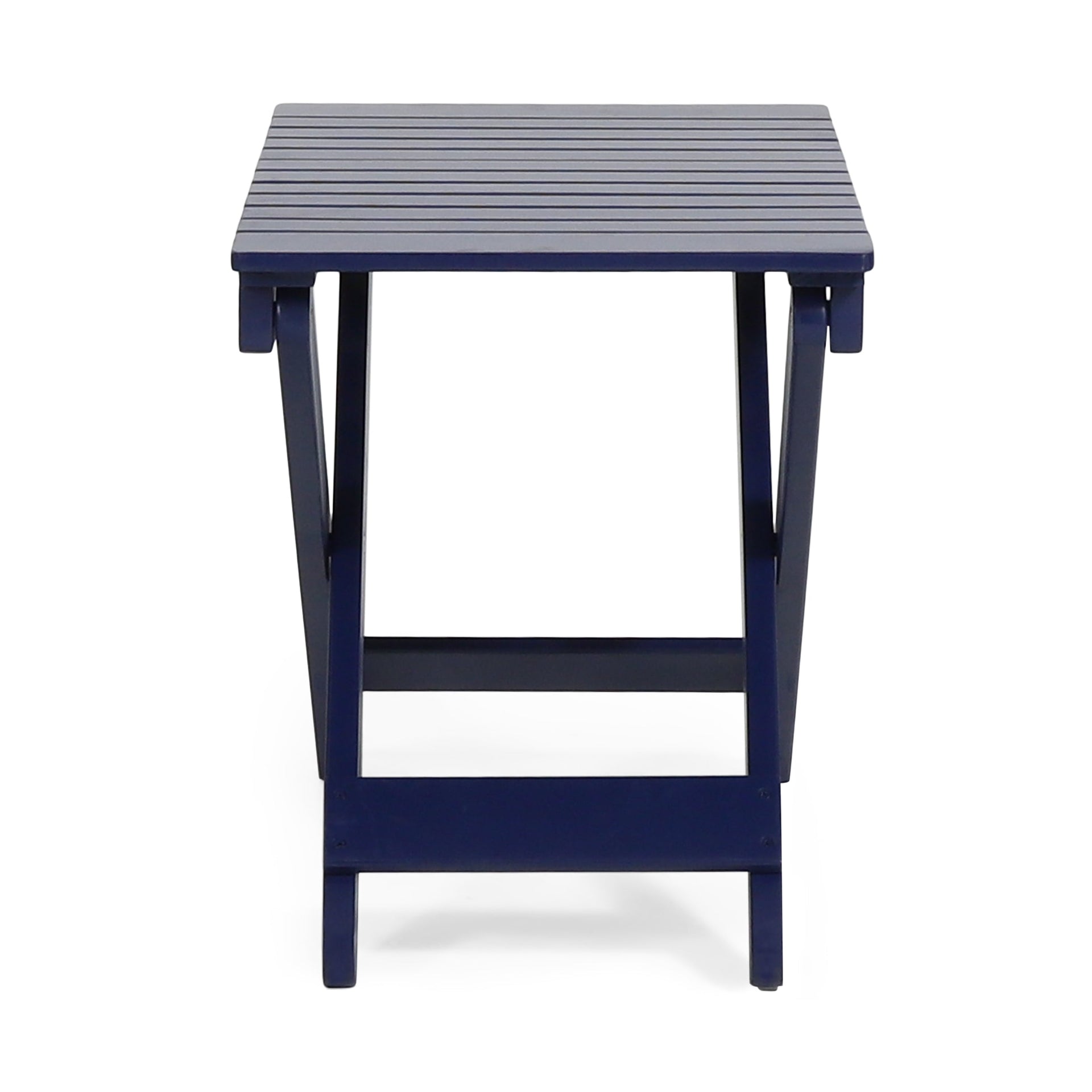 Outdoor Folding Wooden Side Table, Navy Blue, 15