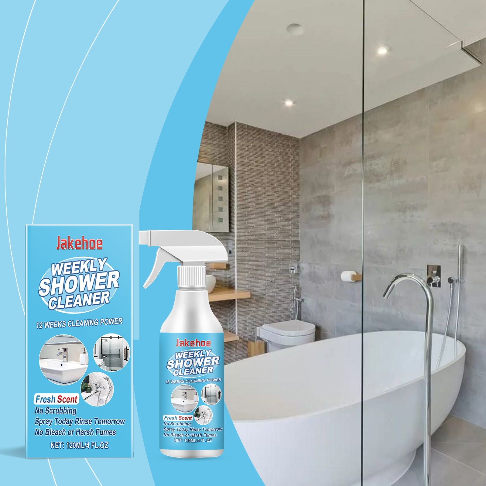 Bathroom Decontamination Cleaning Spray, Clean Bathroom Glass Door Bathtub Decontamination Water Stain Cleaner