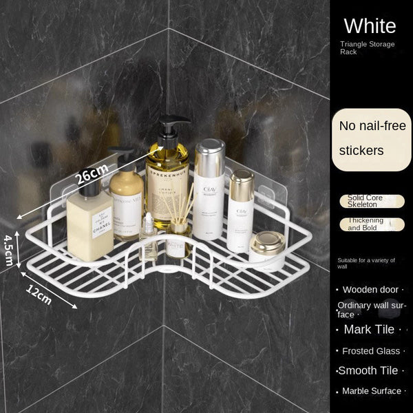 Bathroom Storage Rack Toilet Washroom Wall-Mounted Hole-Free Multi-Functional Iron Mesh Long Strip Organizer