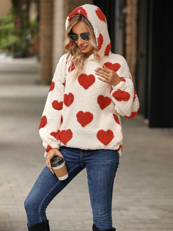 Heart Pocketed Dropped Shoulder Hoodie