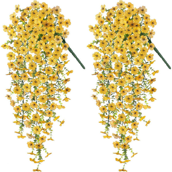 Purple hanging artificial flowers, vines for wedding arch, home, garden, party, autumn decor, fake eucalyptus, plant decor, 2 pc