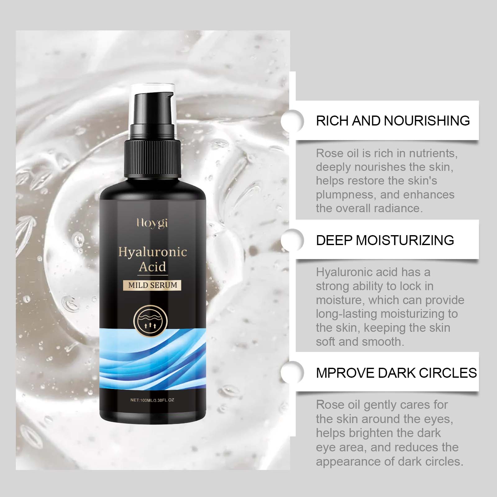 Hyaluronic Acid Facial Essence, Hydrating, Soothing, Radiant, Moisturizing, Hydrating And Firming Essence