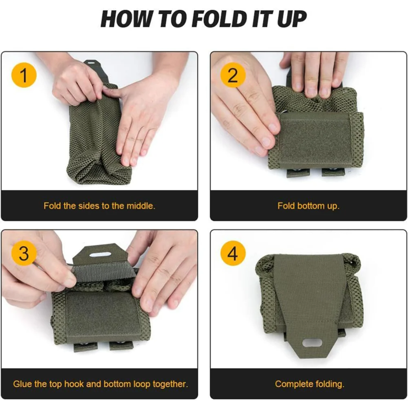 Tactical Dump Pouch Foldable High Capacity Nylon Mesh MOLLE Belt Compatible Lightweight Durable