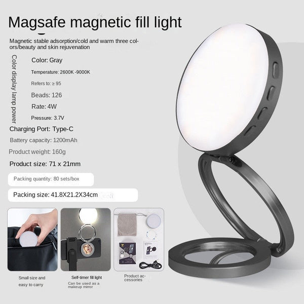 New YSH-126 LED Magnetic Phone Fill Light Photography Lamp Desktop Video Conference Live Pocket Light Mirror