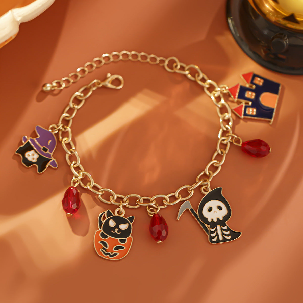 Halloween Party Ghost Bracelet Trendy Girl Pumpkin Festival Alloy Pendant Handmade Girl