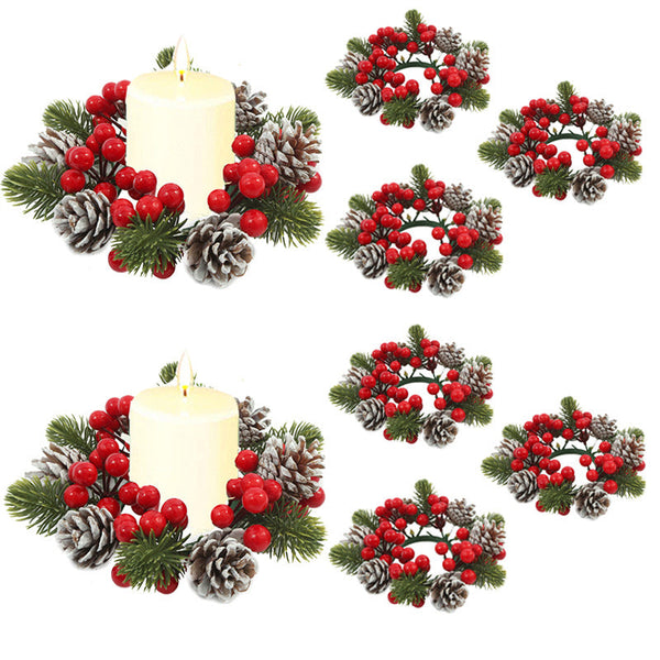 Christmas wreath desktop home decoration simulation pine cone ornament Christmas flower candle holder