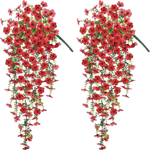 Purple hanging artificial flowers, vines for wedding arch, home, garden, party, autumn decor, fake eucalyptus, plant decor, 2 pc