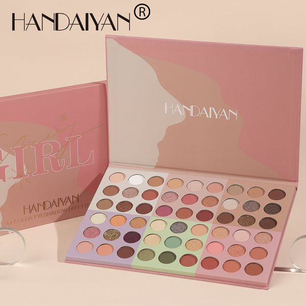 HANDAIYAN Popular 54 Color Eyeshadow Palette Earth Color Pearlescent Matte Glitter Powder Eye Shadow