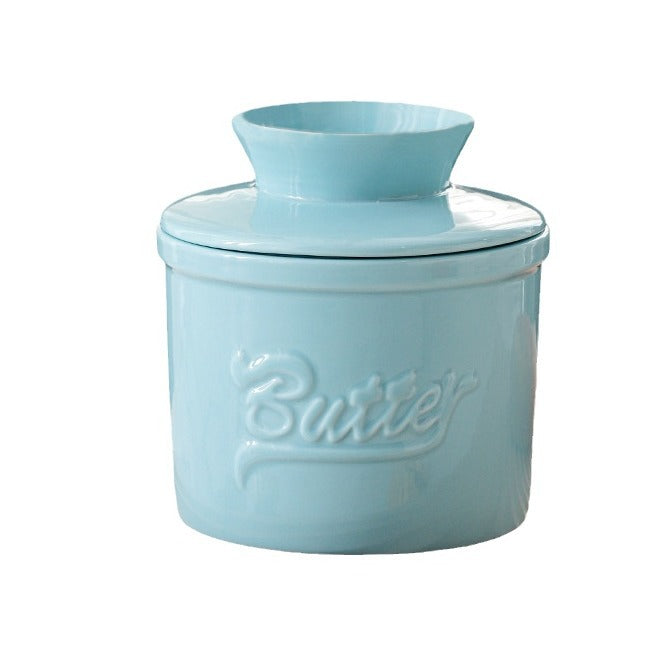 Ceramic yellow oil tank relief red butter storage tank cheese butter dish with lid set