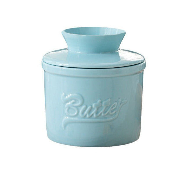 Ceramic yellow oil tank relief red butter storage tank cheese butter dish with lid set