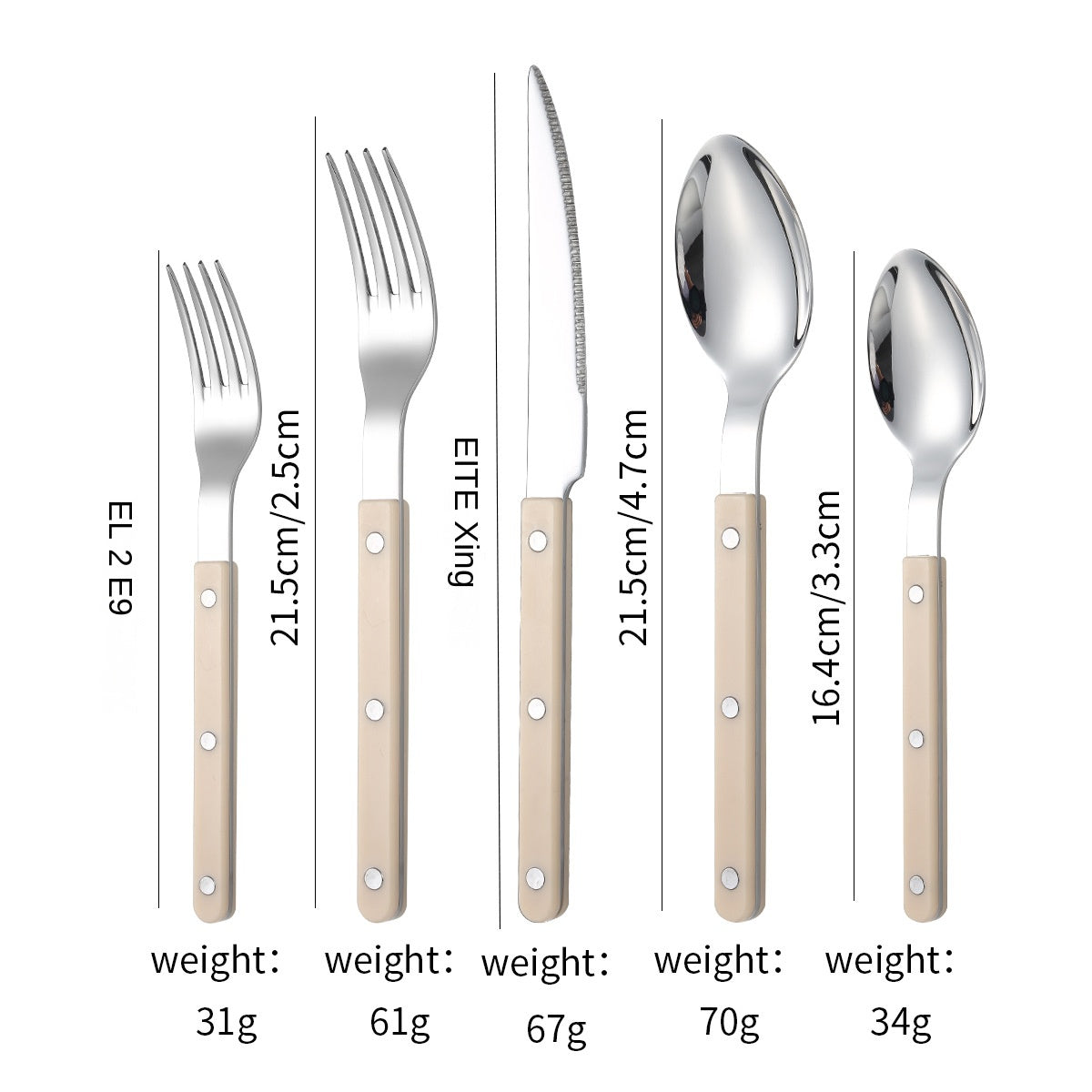 French Rivet ABS Handle Hotel Western Tableware Steak Knife Butter Knife Set