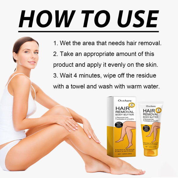Hair Removal Body Butter, Gentle Hair Removal Non-Irritating Underarm Leg Hair Hand Hair Deep Cleansing Hair Removal Cream For Skin