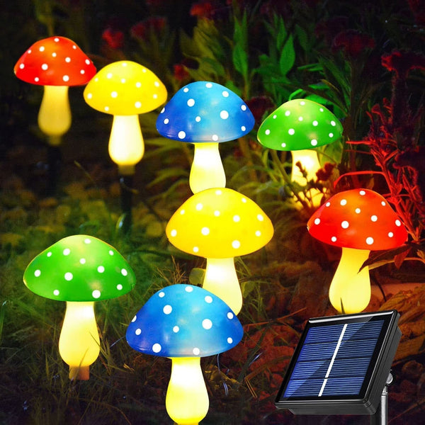 Solar mushroom light lawn LED ground plug light string outdoor waterproof one to eight plant decorative light