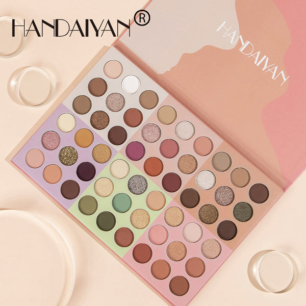 HANDAIYAN Popular 54 Color Eyeshadow Palette Earth Color Pearlescent Matte Glitter Powder Eye Shadow