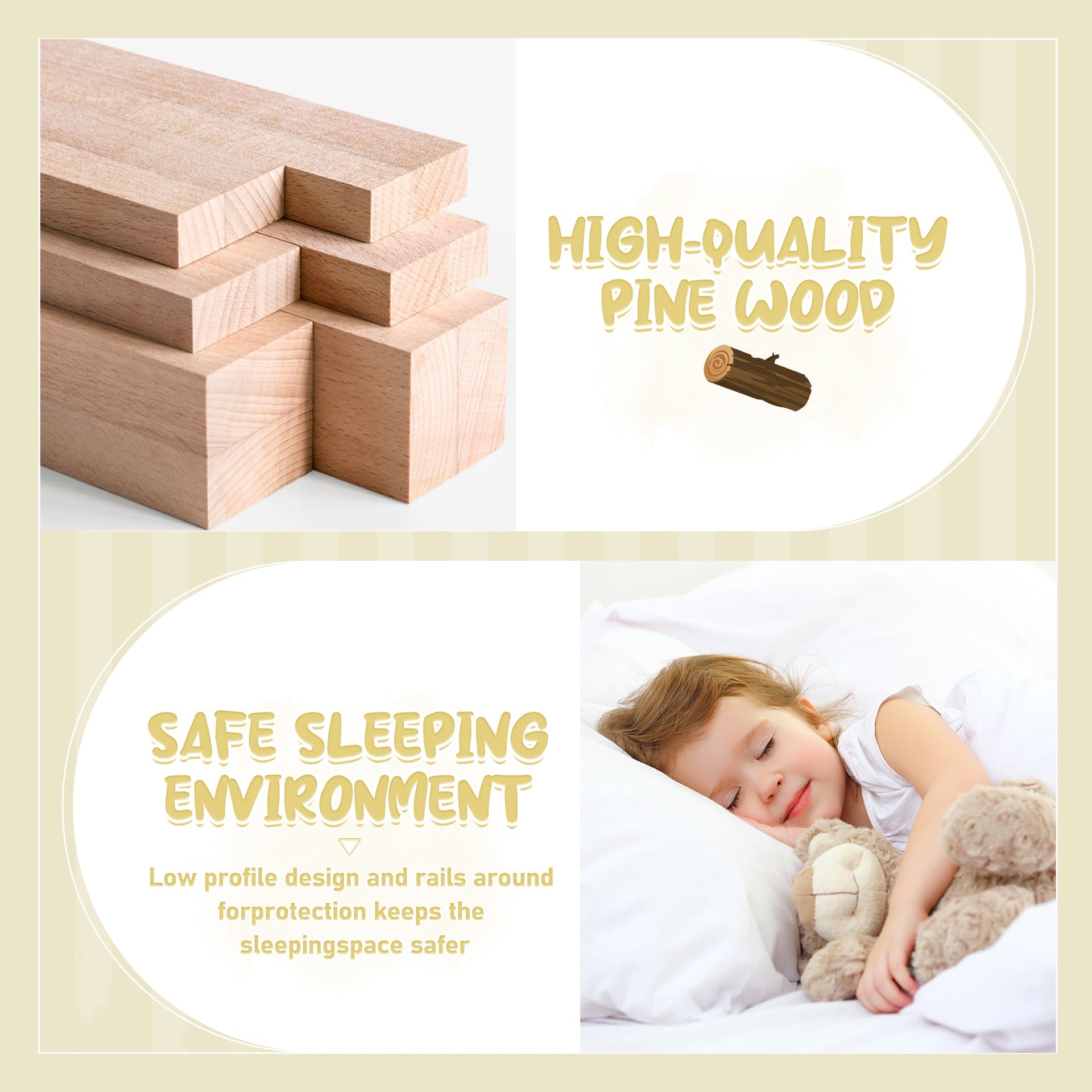 Twin Size Bed Floor Bed with Safety Guardrails and Door for Kids, White