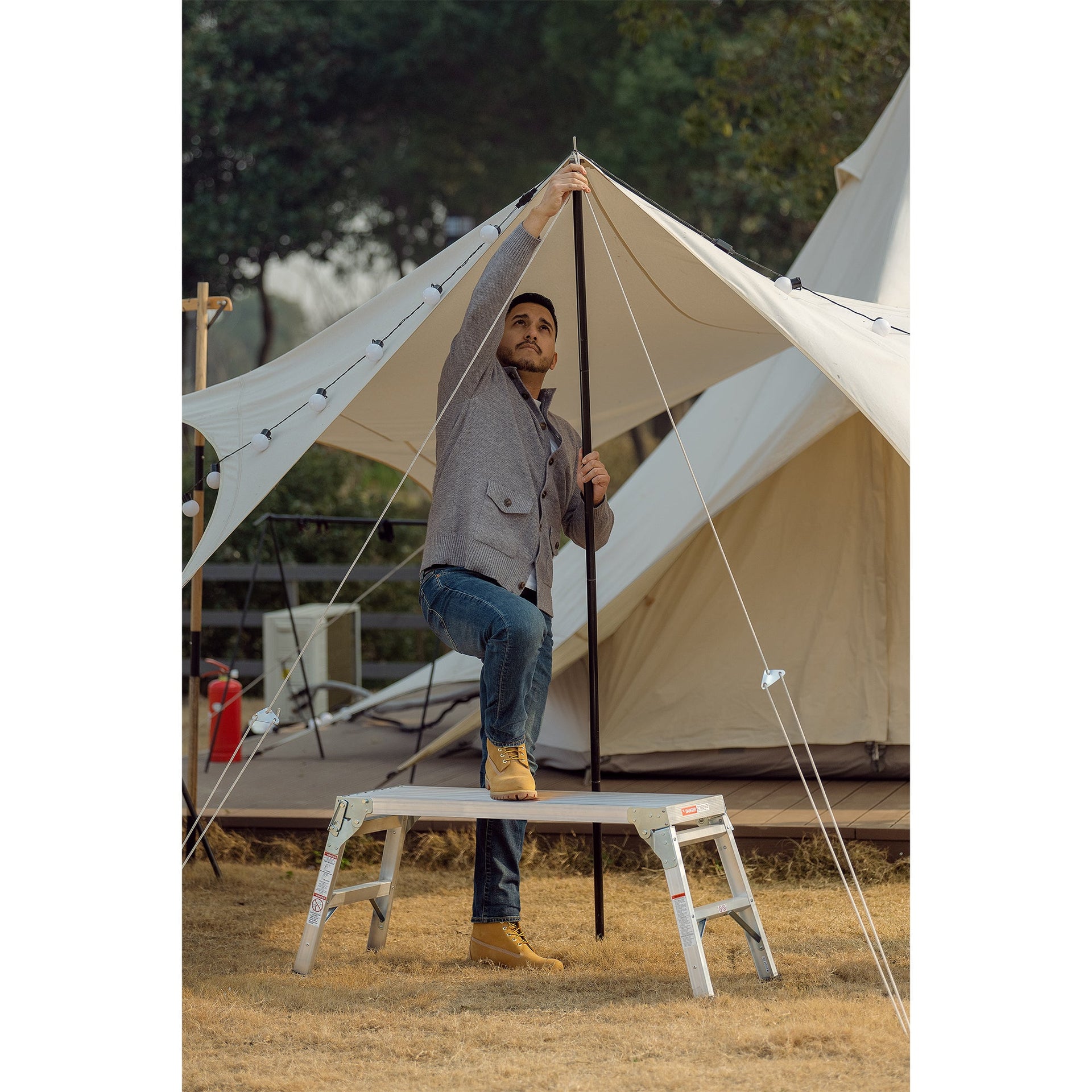 Work Platform Aluminum Portable Bench Folding Ladder ANSI Capacity 225 LBS 40