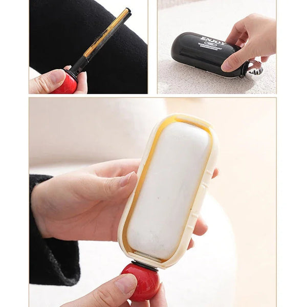 2 IN 1 Portable Pet Hair Remover Washable Reusable Lint Cleaner Sticky Hair Roller Removal Tool for Clothing Travel Household