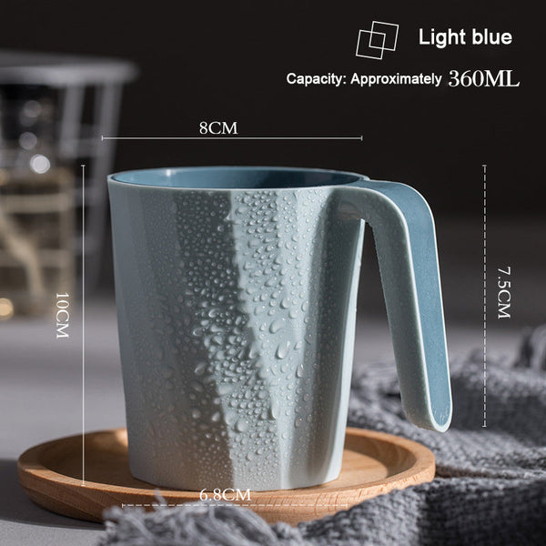 Creative Simple Mouthwash Cup INS Striped Non-Slip Water Cup Double-Layer Plastic Handle Thread Couple Mouthwash Toothbrush Cup