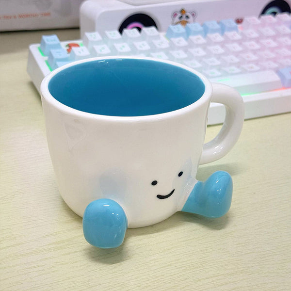 Kawaii hand - pinch feet ceramic coffee cup. High - aesthetic, great for home/dorm. Ideal gift, doubles as mark cup.
