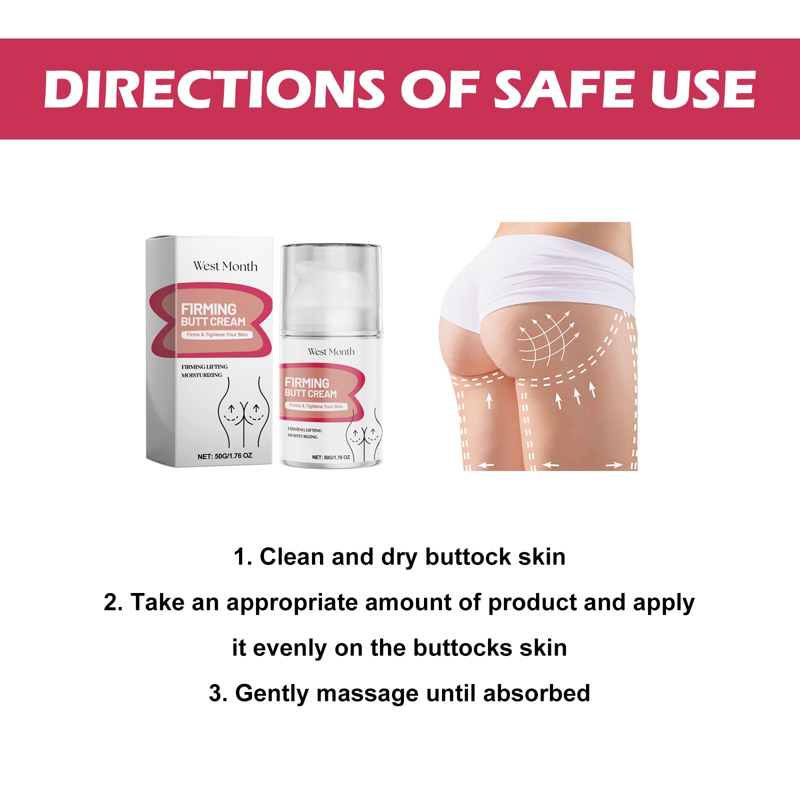 Butt Lift Firming Cream, Firming And Moisturizing Care Peach Butt Highlights Body Lift Cream