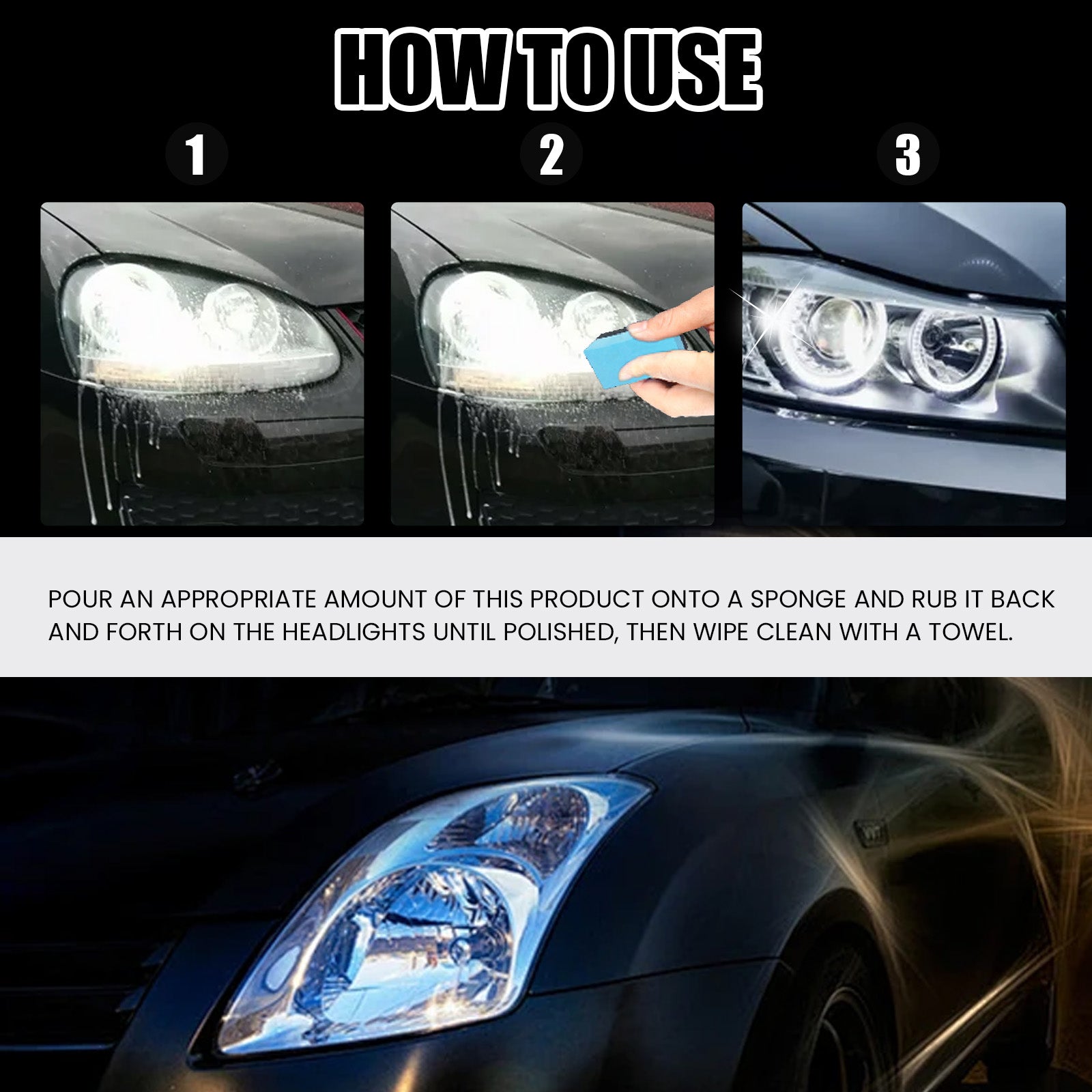Headlight Restorer, Car Headlight Scratch Repair Refurbishment Maintenance Brightening Coating Polishing Fluid