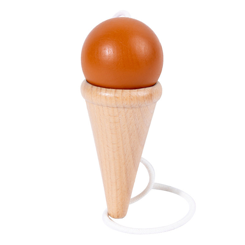 Hand eye coordination traditional toy wooden skill cup sensory integration training throwing and catching ball