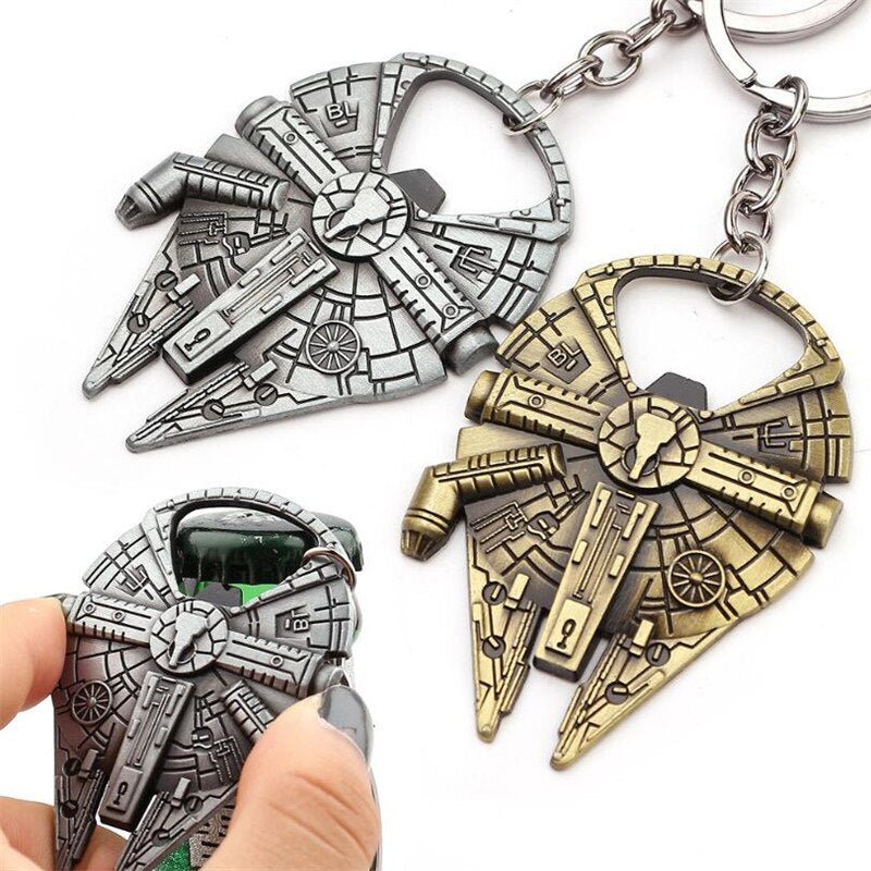 Movie Millennium Falcon Key Chain Cosplay Badge Bottle Opener Fashion Fancy Funny Souvenir Gift Spaceship Key Ring