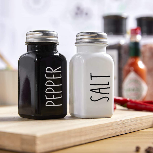 Black and white seasoning jar pepper salt bottle seasoning box square glass