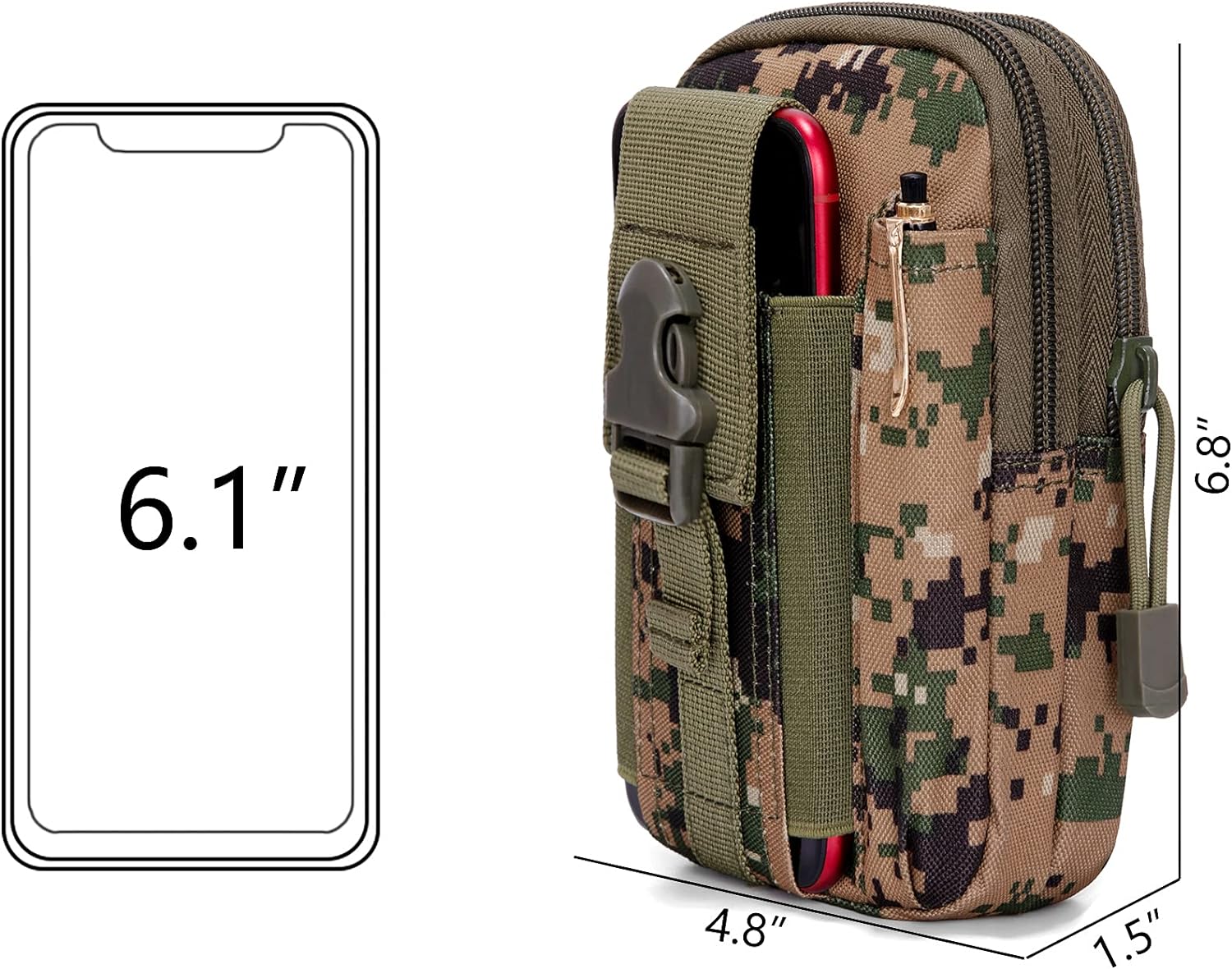 JupiterGear Tactical MOLLE Military Pouch Waist Bag for Hiking, Running and Outdoor Activities