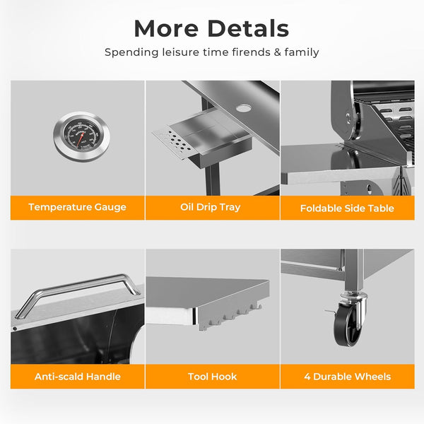 3 & 4-Burner Propane Gas Grills with Side Burners, for Outdoor Cooking, BBQ, Patio, Camping