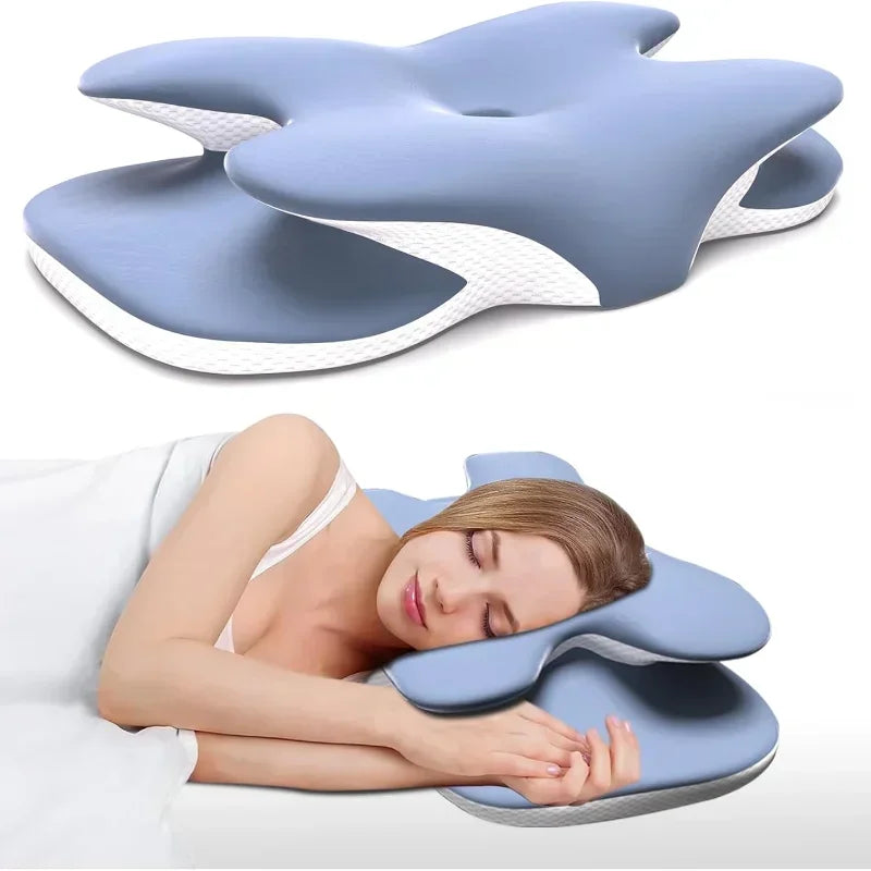 Ice Silk Pillowcase Ergonomic Cervical Pillow Memory Foam Pillow Neck Pain Relief Comes Adjustable Home for Back Side Sleepers