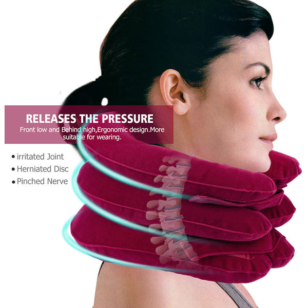 HailiCare Swan Neck Correction Artifact Cervical Traction Inflatable Portable Full Velvet Neck Guard