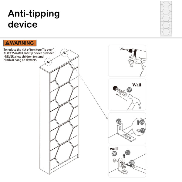Shoe Storage Cabinet for Entryway, 5 Tiers Shoe Organizer with Carved Panels, Carving Shoe Closet,Vertical Shoe Cabinet