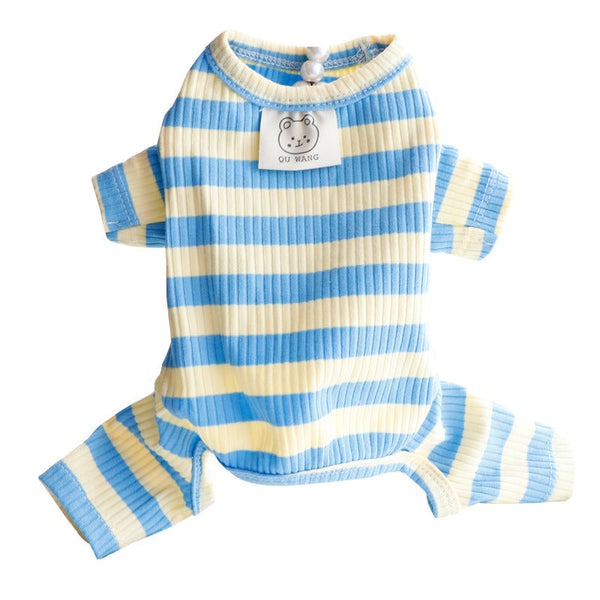 Dog Clothes Spring and Summer Thin Wide Striped Four-legged Home Clothes Bottoming Shirt Small Dog Teddy Pet